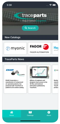 TraceParts Mobile - Page d'accueil TraceParts Mobile - Page d'accueil
