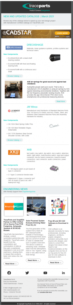 Newsletter des nouveaux catalogues